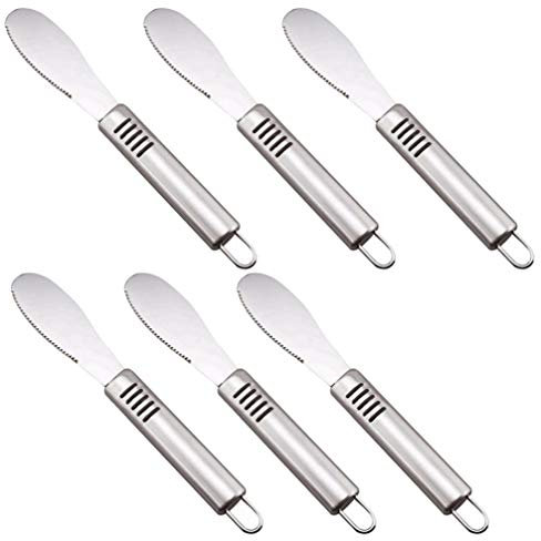 Cabilock 6 Pcs En Acier Inoxydable Couteau À Beurre À Tartiner Bord Droit Large Beurre À Tartiner Sandwich À Fromage À Condiment Couteaux De Cuisson Outils Pour La Cuisine Maison