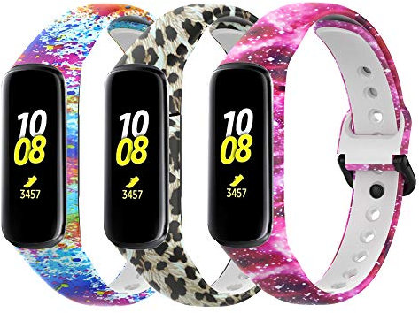 TenCloud Straps Compatible with Samsung Galaxy Fit 2 Strap, Replacement Soft Silicone Wristband Band Floral Pattern Armbands for Galaxy Fit2 SM-R220 Fitness Tracker (3B)