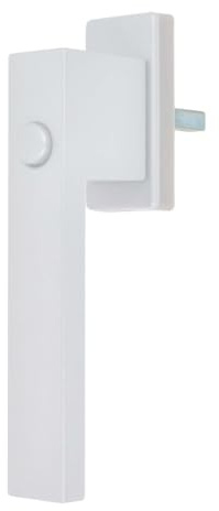 Design Aluminium Fenstergriff Dublin mit Druckknopf - pulverbeschichtet, Farbe:Weiß RAL 9016 (matt), Stiftlänge:45mm