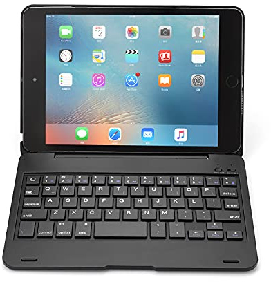 QYiD Funda con Teclado para iPad Mini 5/ Mini 4, Carcasa Protectora Inteligente con Teclado inalámbrico Bluetooth, Funda Ultrafina para iPad iPad Mini 5 2019(5th Gen)/ iPad Mini 4 2015, Negro