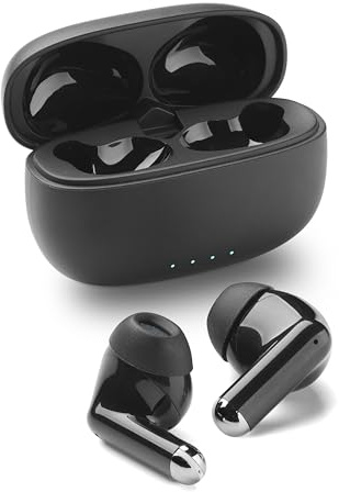 Music Sound DRIFT auricolari Bluetooth wireless in-ear con custodia compatta colorata, auto pairing, comandi touch, fino a 22 ore di riproduzione, ottimali per musica e chiamate, nero