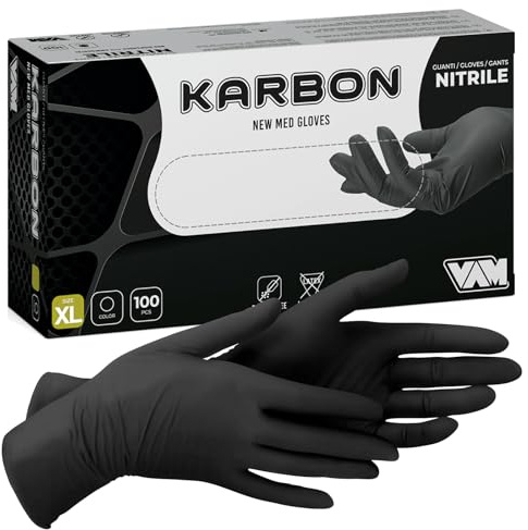 Eurocali Guanti Nitrile Neri Monouso Non Sterili Senza Lattice e Senza Talco per Pelli Sensibili Colore Nero Taglia XL Confezione da 100 Guanti