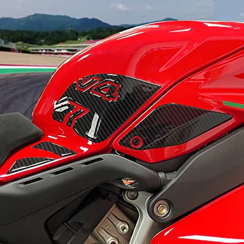 Resin Bike Motorcycle 3D Stickers Compatible with Ducati Panigale V4 and V4S 2022-2024. Tank Side Protections from Bumps and Scratches. Pair of Resin Stickers - Gadget Moto