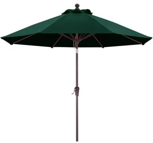 MasterCanopy Olefin Parasol pour terrasse d'extérieur résistant à la décoloration, grand parasol résistant aux UV pour table de marché, 8 baleines (2,7 m, vert forêt)