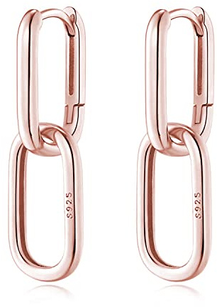 Reffeer Massive 925 Sterling Silber Gliederkette Ohrringe Creolen für Frauen U Creolen Minimalistische Huggie Tropfen Ohrringe