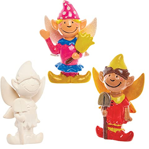 Baker Ross FX589 Duendes de cerámica - Caja de 4 - Figuras de cerámica para pintar para niños