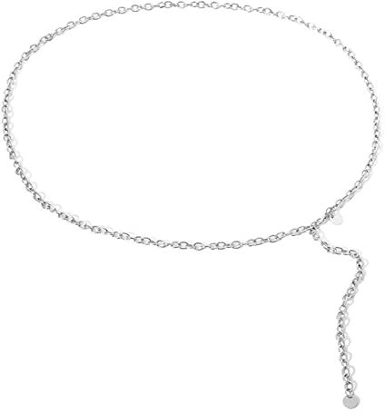 Körper Ketten Damen Silber, Taillenkette Lang Gliederkette mit Pailletten Karabinerverschluss Waist Chain für Kleid