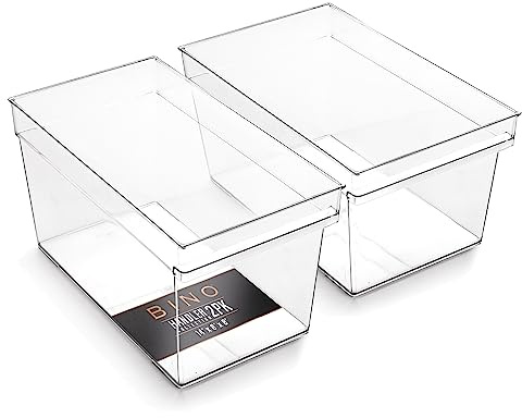 BINO | Plastic Storage Bins, Large - Deep | THE HANDLER COLLECTION | Multipurpose Organizer Bins | Kitchen Pantry Organizers and Storage | Clear Containers for Organizing Home | Freezer Organizer