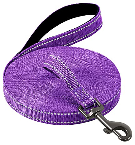 COMSLE Longe pour Chien 3m / 5m /10m /15m /20m, Longue Laisse Réfléchissante pour Chien avec Poignée Rembourrée, Laisses de Dressage pour Chiens avec Crochet Solide de Petites à Grandes Taille