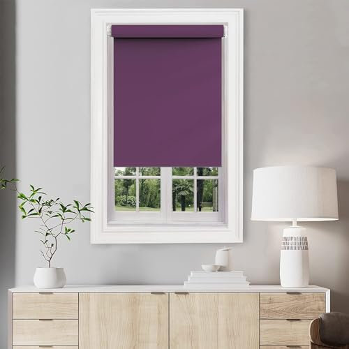 Verdunkelungsrollo Klemmfix 45 x 170 cm Flexibler Seitenzug Top Qualität Verdunkelungsrollo ohne Bohren mit Befestigungssatz, für Büro, Badezimmer, Lila