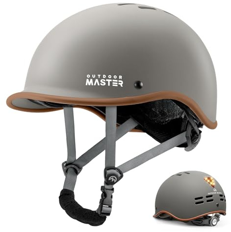 OutdoorMaster Bike Helmet for Adults,Adjustable Cycling Helmet with Light for Men & Women - Safety Certified for Bicycle Skateboard Road Bike Skating Roller Commuting Helmet