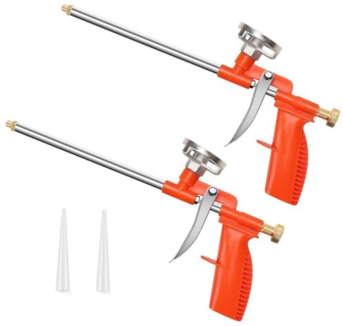 LYCXAMES PU Schaumpistole, 2 Stück Bauschaumpistole, Profi-Dosierpistole aus Metall, Pistolenschaum mit ergonomischem Kunststoffgriff für Heimwerker und Profi zum Verfüllen Abdichten, Orange