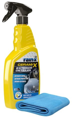 Rain-X Ceramic Car Coating Spray; High Gloss Car Wax with Hydrophobic and UV Protection; Protects for 3 Months + Cloth- 750ml