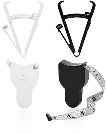 2 Pieces of Measurement Tapes, 2 Pieces of Body Fat Measuring Clips, Body Mass Index Measuring Tool, Body Fat Calipers, Body Fat Measuring Pliers, Dual Scale Retractable Tape Measure
