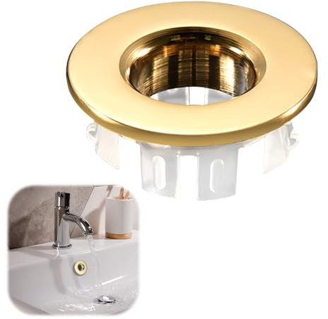 Sink Overflow Ring Cover Brass Bath Drain Cover Hole Gold