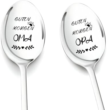 Ostergeschenke für Oma und Opa, 2 Stück Kaffeelöffel mit Gravur, Geschenk für Beste Großeltern zum Weihnachten Geburtstag Ostern, Personalisiert Geburtstagsgeschenk für Oma und Opa von Enkel