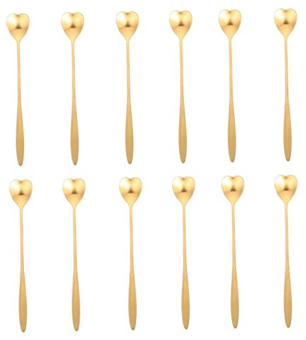 CIYODO 12stücke Goldene Löffel Mit Langem Griff Edelstahl-eiscreme Und Kaffeelöffel Dekorative Küchenaccessoires Für Desserts Und Getränke Spülmaschinengeeignet
