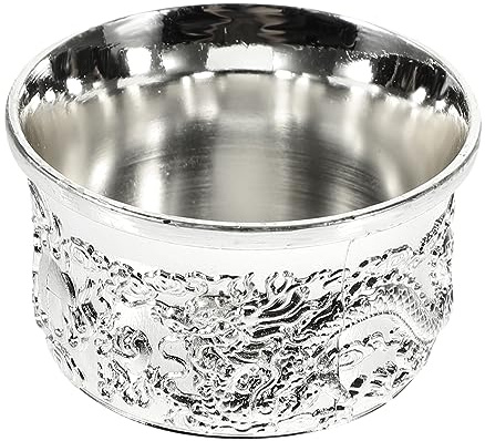 OFFSCH Copa de Vino Vintage y Relieve Diseño Clásico de Aleación de Zinc de Metal Construcción Sólida y Borde Liso para Decoración en Casa o Bar