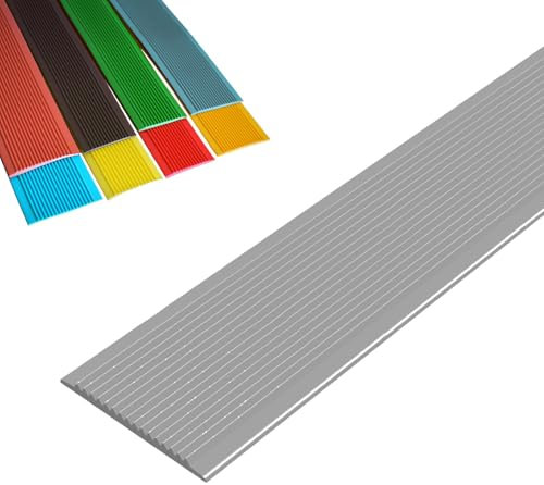 PVC Treppenkantenprofil, Vinyl-Anti-Rutsch-Treppenkante, Selbstklebend PVC Kunststoff Treppen-Kantenschutz, Für Außen-und Innentreppen, Flexible Gummistufen, Treppen-Winkelprofil Mit Rillen(Grey,1m/39