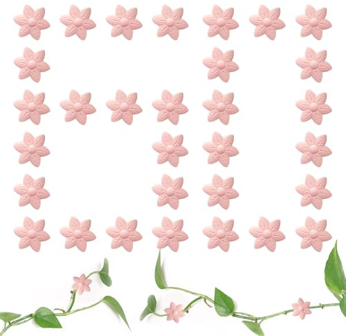 60 Stück Pflanzenclips Wand Pflanzenklammern Kletterpflanzen Befestigung Pflanzenhalter, Wandbefestigung mit Klebepunk für Pflanzen Blattförmiger Rankenhalter Gartenarbeit Pflanzenstützung (A)