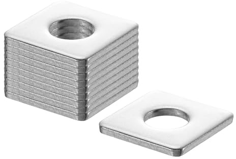 sourcing map 10 rondelle quadrate da 3,5 cm per bulloni da 1/2, rondelle piatte in acciaio inossidabile 304, guarnizioni distanziali per riparazione di macchinari, costruzione esterna (0,2 cm di