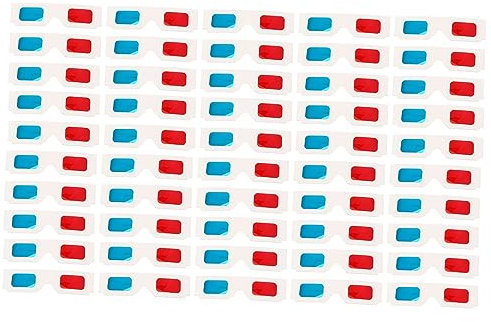 DOITOOL 100piezas Gafas Desechables De Cartón Con Lentes Rojo y Azul Diseño Clásico Para Películas y Videos Ligeras y Aptas Para Niño Niña y Adultos Casa o Reuniones