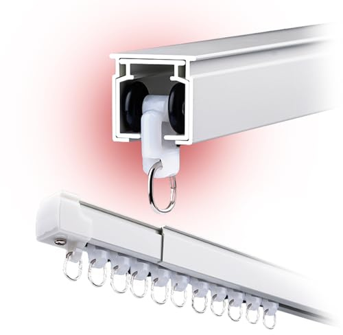 OooWow 2.3 to 4 ft Aluminum Retractable Ceiling Curtain Track - Curtain Track Wall Mount - Ceiling Mount Curtain Rail - Extentable curtain tracks - Silent Track Curtains ceiling Mount (70cm)