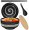 Tolenre Ciotola per Ramen in Ceramica con Bacchette a Cucchiaio, 1500ml Ciotole per Ramen, Set di Ciotole Nere per Ramen, Scodelle per Zuppe, pho e Sushi, per Udon, Tagliatelle Asiatiche