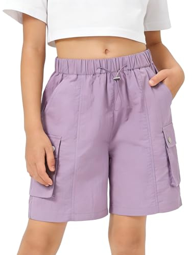 Rolanko Girls Shorts Sports Active Summer Cargo Shorts Teen Kids Running Gym Parachute Short Pants