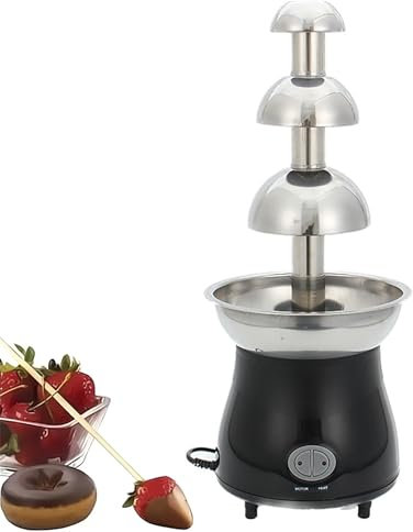 CHANGLKJ 3-Tier Stainless Steel Chocolate Fountain, Chocolate Melting Fondue Machine, Automatically Rotating Rod, Durable 304 Stainless Steel Material, for Make Barbecue Sauce, Cheese, Liqueurs