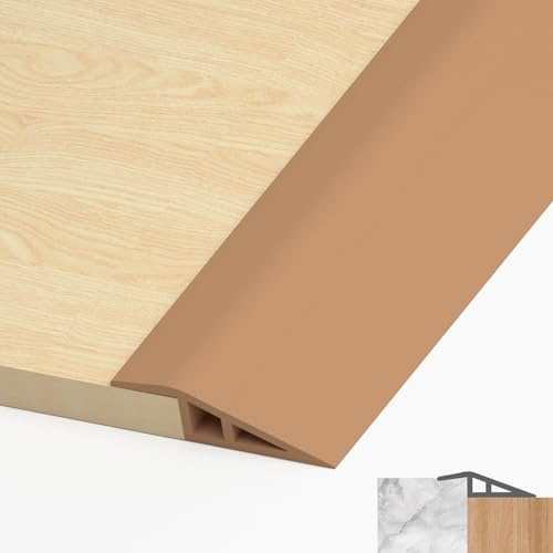 LIHIQIYA PVC Türschwellen Leiste, Übergangsprofil Selbstklebend, Übergangsleiste Boden Höhenausgleich Abdeckleiste für Parkettböden Laminate Schwellen (Braun, 7mm bis 10mm, 1M)