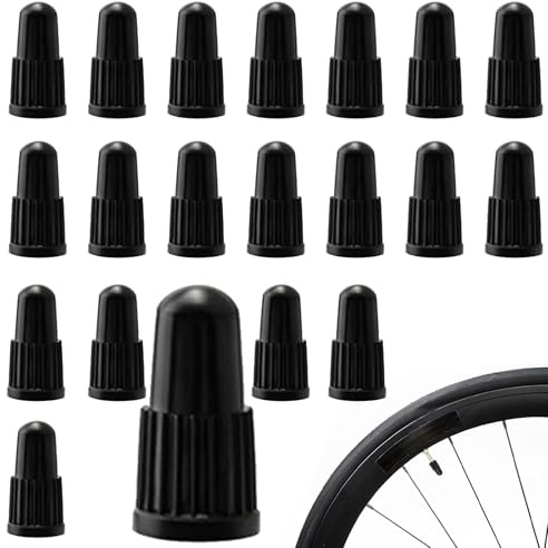 20pcs Schwarze Ventilkappen Fahrrad,Fahrradventil Kappe Staubschutzkappen,15 * 8MM,Hochwertiges Silikon, einfach zu bedienen, kompatibel mit den meisten Fahrrädern