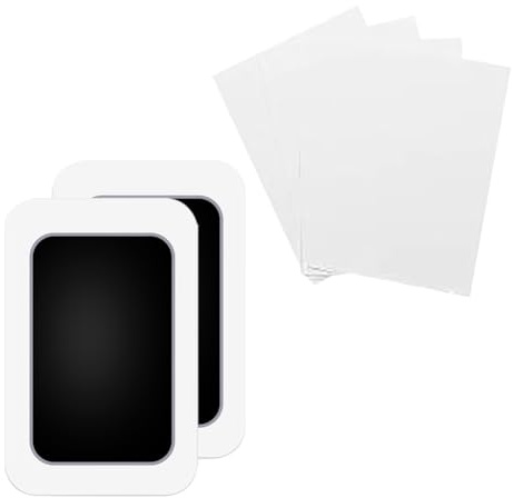 Kit di 2 pezzi per impronte delle mani senza inchiostro per neonati e bambini, tamponi di inchiostro per stampa di zampe, kit per la famiglia, con 4 biglietti per impronte per baby shower, nero