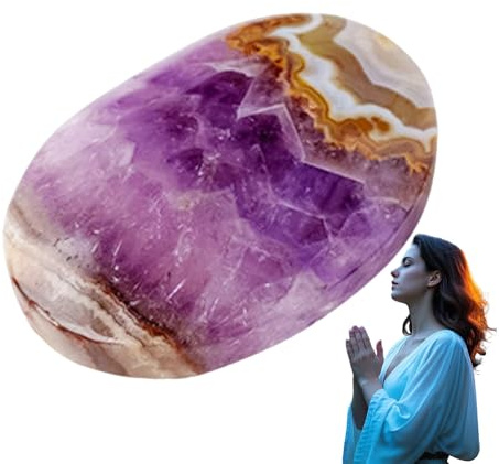 Piedra de de bolsillo, piedra del pulgar de amatista | Ornamento de piedra de pulgar natural,Masaje pulido Masaje Pebble Graver decorativo para el de entretenimiento de palma
