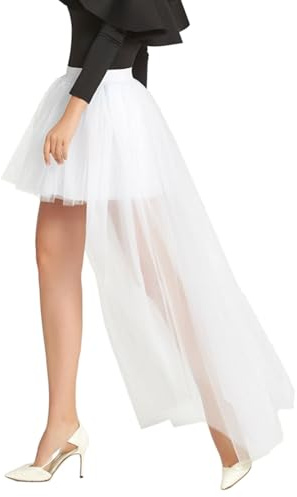 YJZQ Gonna alla Caviglia in Velo Sottoveste Tutu Irregolare con Fodera 40 cm - Abito da sposa 105 cm - 2 strati per quotidiano sera Cospaly Gotique, bianco, Taglia unica