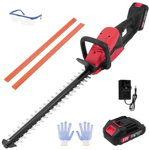Cordless Hedge Trimmer, 21V Battery Hedge Trimmer Cordless, lightweight Electric Hedge Cutter with Batterie and Charger, 50cm Cutting Length, Dual Action Blades, for Trimming Hedges, Shrubs Plant