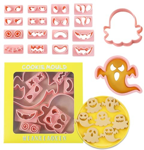 Halloween Ausstechformen Set, 10 Stück 3D Kunststoff Ausstechformen, Halloween Plätzchenform, 3D Geist Ausstecher für halloween-Partyzubehör, Dekorationen