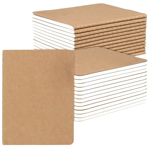 YUENPUN 24 Stück Notizbuch A6 Blanko, DIN A6 Notizhefte, 44 Blatt Klein Notizheft mit Kraft Cover, Skizzenblock für Zeichnen, Schreiben und Malen, 10x14cm