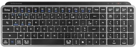 Mars Gaming MK-SILENKEYS, Francese, Tastiera Wireless Full-Format Compatta, Profilo Basso, Switch a Forbice Silenziosi, Tasto Copilot AI, Bluetooth 5.1 Dual 2.4GPRO, Batteria 200h, PC, Mac, Nero