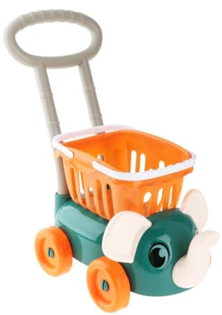 lopituwe Chariot de Courses pour Enfants : Jeu de rôle Unique et éducatif, Simulation d'achat Amusante pour Les Petits acheteurs. Chariot Courses factice avec Rouleaux. , Vert , 20 x 35 x 45 cm