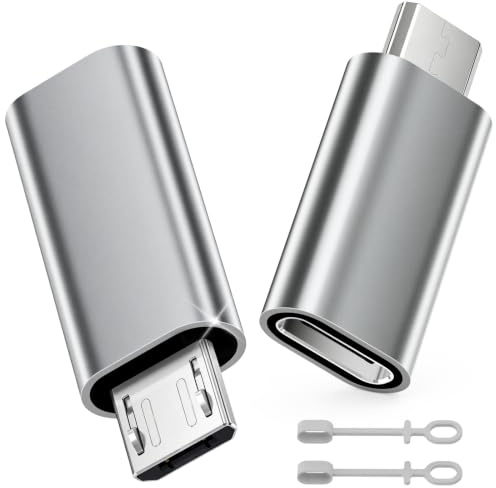 RFNAYK Adaptateur USB C vers Micro USB 2 Pièces, Adaptateur Mâle Micro USB vers Femelle Type-C pour Galaxy S7 S7 Edge Mi A2 Lite LG K8 P Smart 2021 Enjoy 10/10e/20e