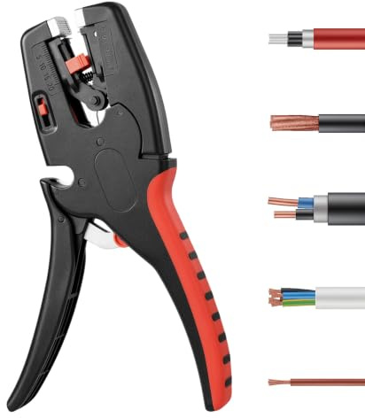 Rzspher Pinza spelafili automatica, strumento spelafili con ganasce autoregolanti, per tutti i cavi comuni da 0,03 a 10 mm², multifunzionale 2 in 1, strumento manuale per elettronica e auto