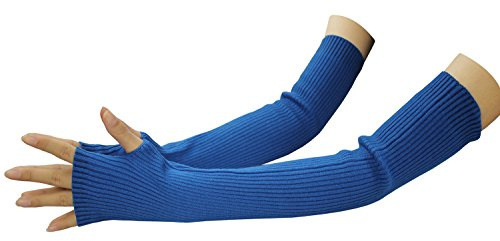 LSHARON SILK Damen Kaschmir Warm Lange Fingerlose Handschuhe Winter Armwärmer, blau, 38