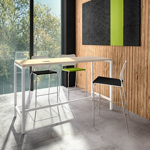 Stehtisch NOVA 180 x 70 cm groß Hochtisch Bartisch Tresentisch Theke, Gestellfarbe:Weiß