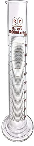 Ronyes Lifescience 1000 ml Messzylinder, 1 x 1000 ml Borosilikatglas, Reinigungsbürste, Orangefarbene Skalierung