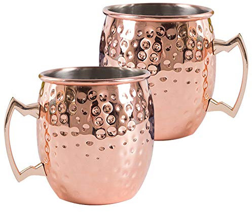 Ritte Moscow Mule Becher, Kupferbecher Moscow Mule Mug Kupfer Becher, Große Kapazität 530 ML Kupfer Becher für Beer, Party Becher, Kupfer Becher, Bar Set, Geschenk (2er Set)