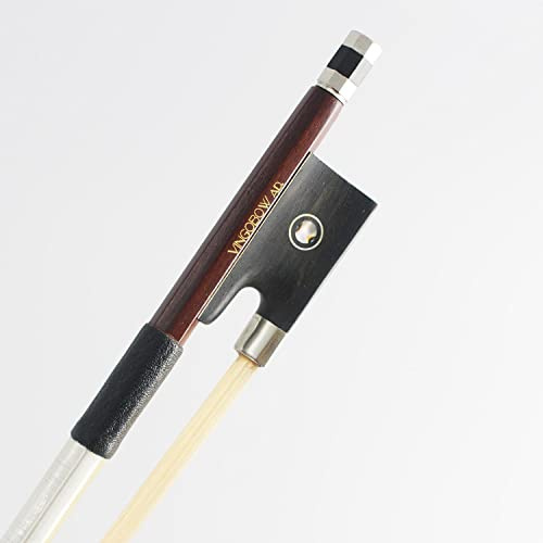 VINGOBOW Brasilienholz Geigenbogen Geigenviolettenbogen Fortgeschrittener Ebenholzfrosch gut ausbalanciert süßer Klang natürliches Pferdehaar achteckige Form 1/2 Größe 62 cm
