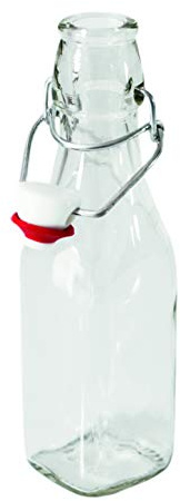 Bormioli Rocco Drahtbügelflaschen Swing Bott 250 ml (12 Stück, inkl. Gummiringe, Saftflaschen, Flaschen für Liköre/Schnaps) 58303, Glas