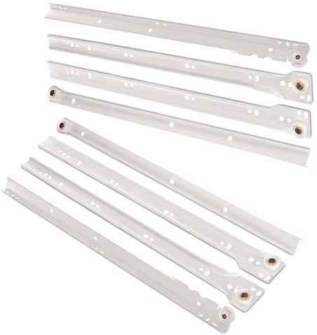 OMIDEAS 300mm High Quality Roller Drawer Slides/Runners Bottom Fix Metal White, Pack of 2 Sets