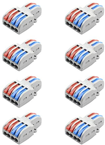 Lever-Nut Wire Connector Compact Wire Conductor Connector Fast Connection Terminal Block with Lever for Solid, Stranded, and Flexible Wire Cables (2-In-4-Out)